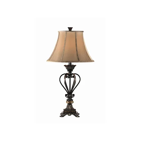 2-Pk French Bronze Iron Table Lamp